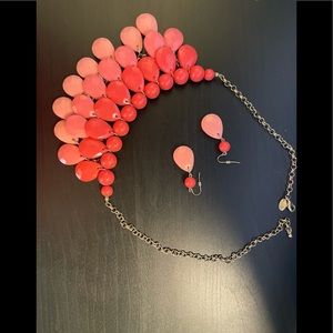 Tri-tone Peach Necklace and earring set